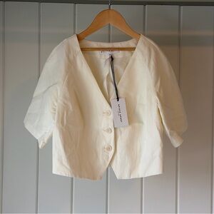 Apiece Apart Cream Button-Front Short Jacket